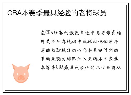CBA本赛季最具经验的老将球员