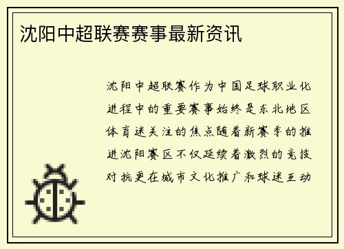 沈阳中超联赛赛事最新资讯